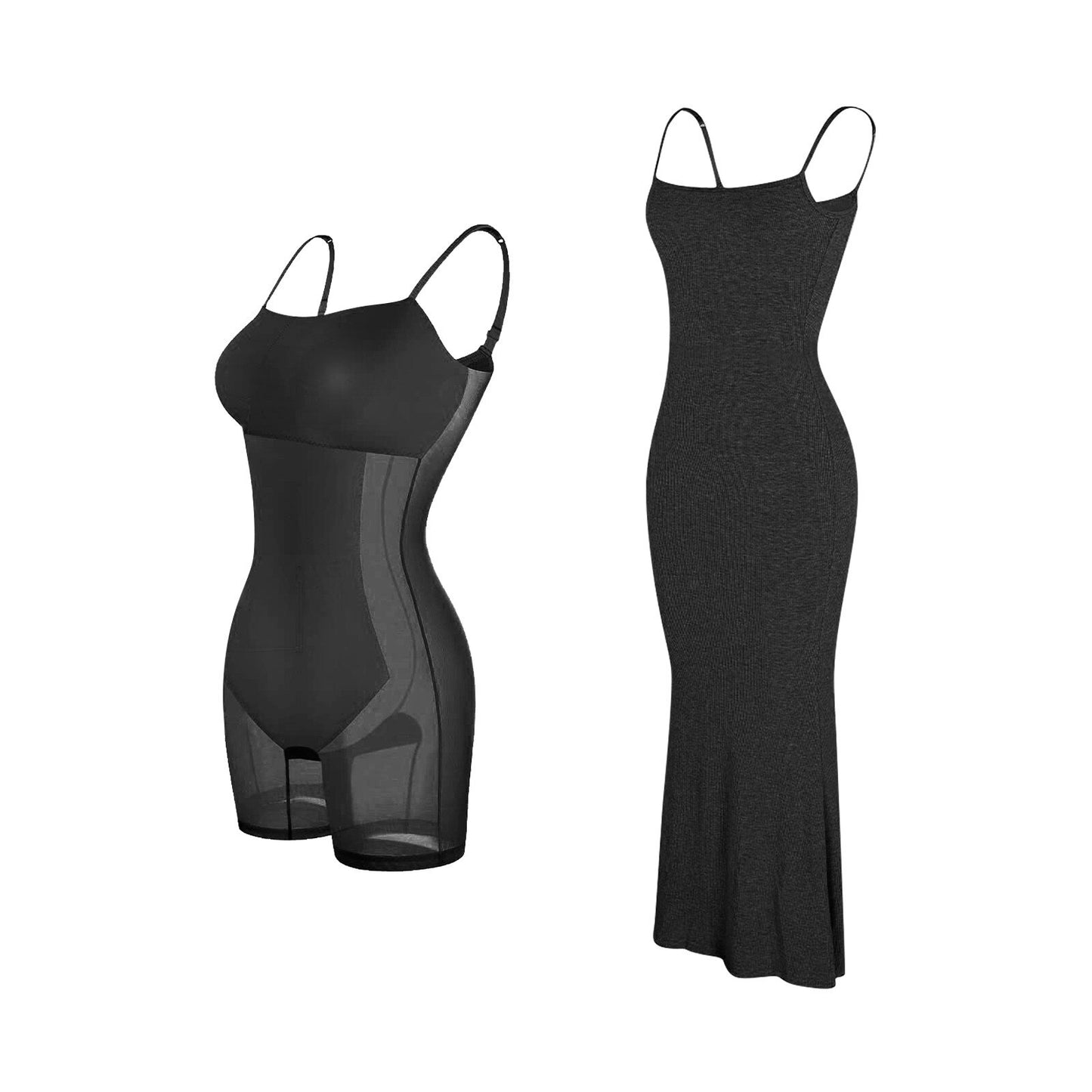 Vestido Conturvy Long Alças Finas com Modelador Interno - Frete Grátis