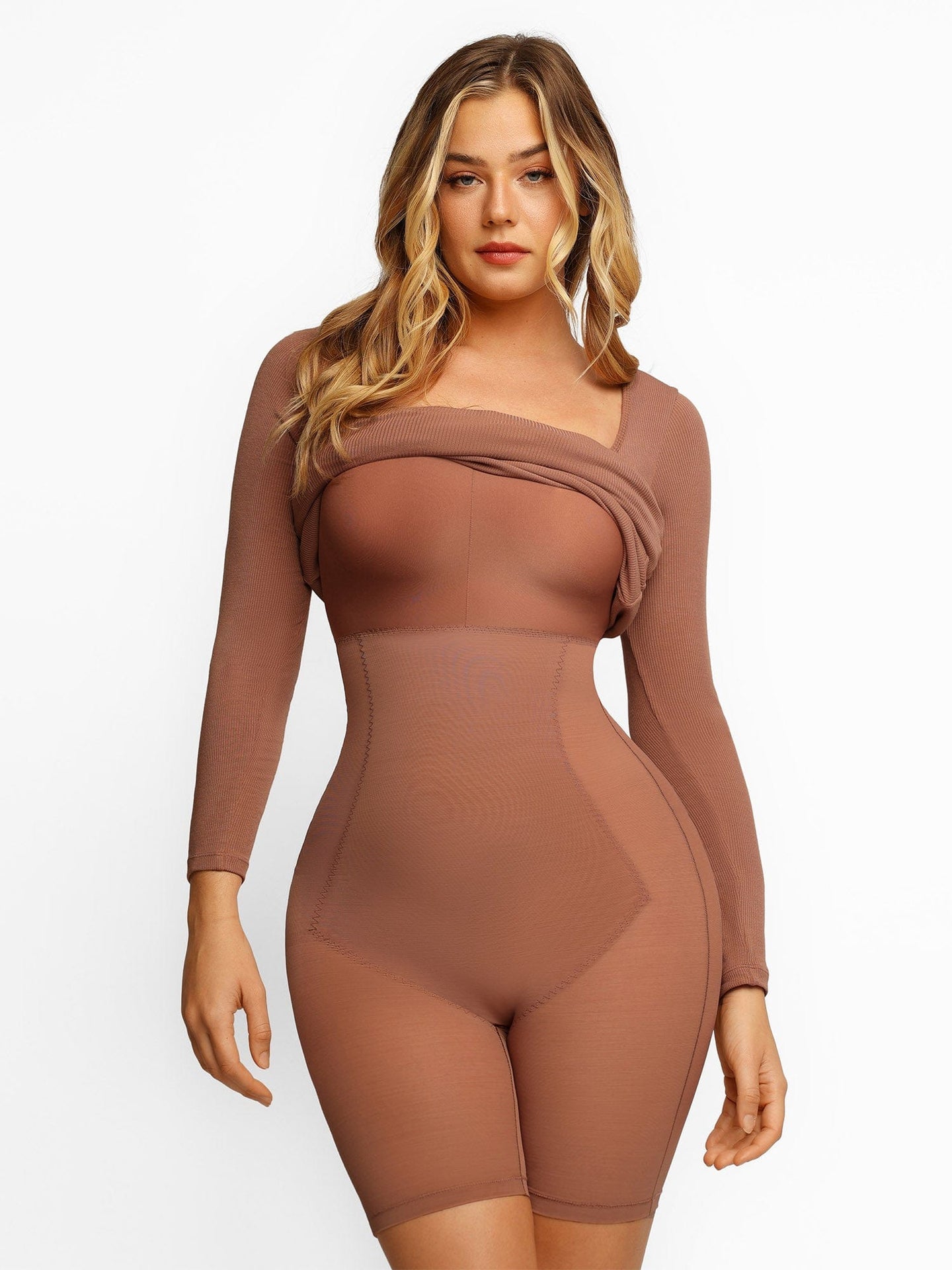Vestido Conturvy Long Mangas Longas com Modelador Interno - Frete Grátis