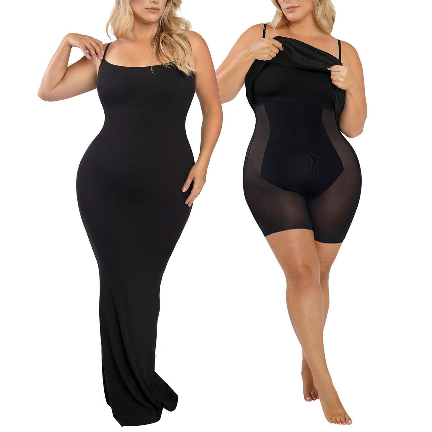 Vestido Conturvy Long Alças Finas com Modelador Interno - Frete Grátis