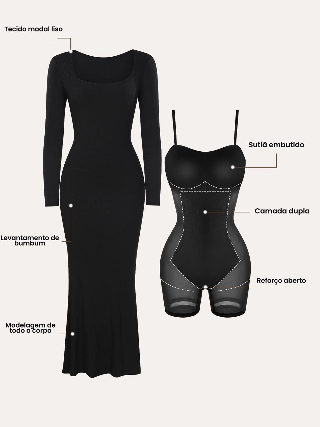 Vestido Conturve - Body Modelador Integrado